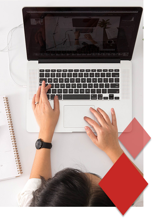 Woman using a laptop