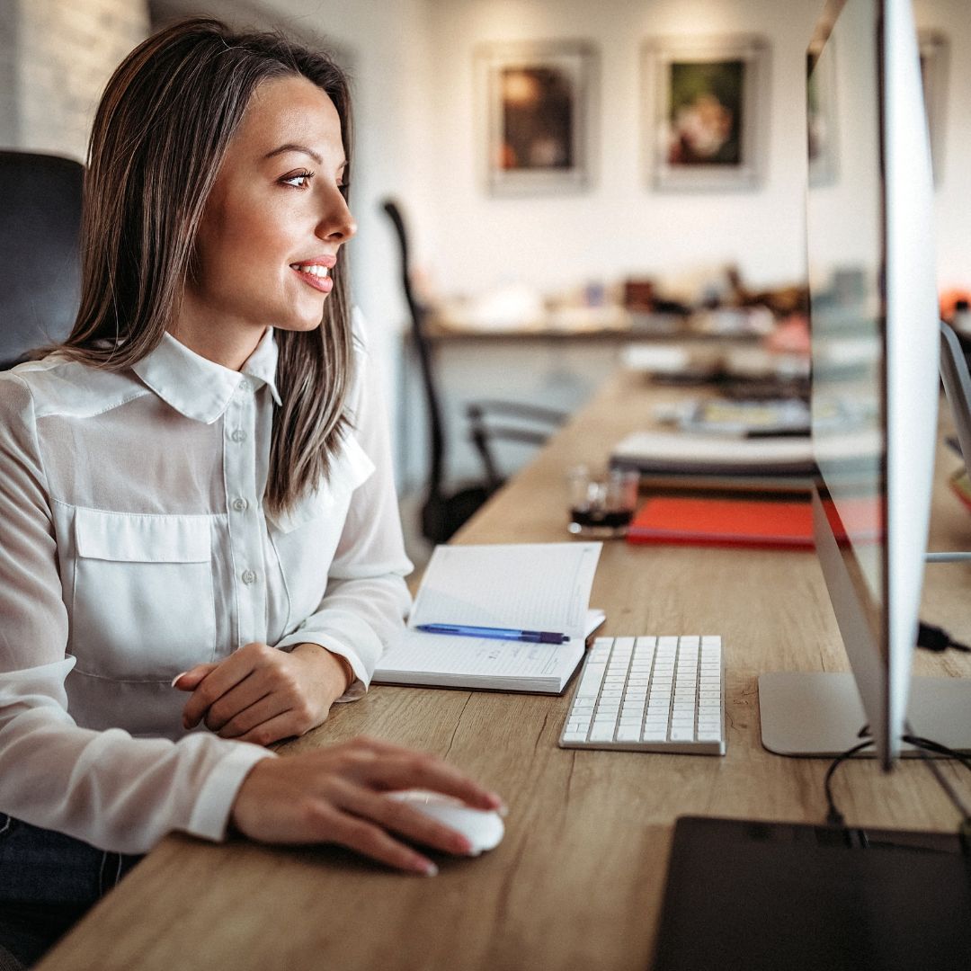 woman on computer