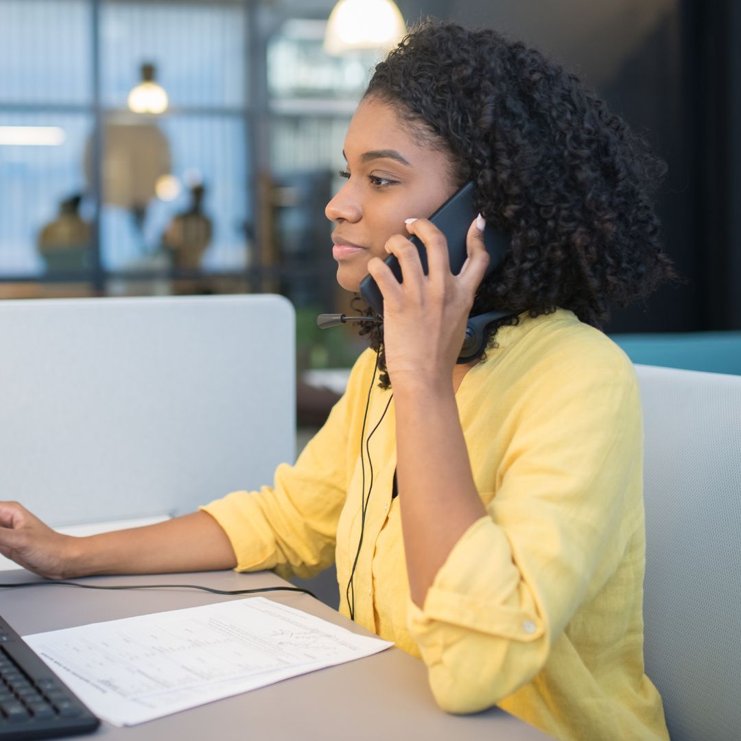leasing agent on phone